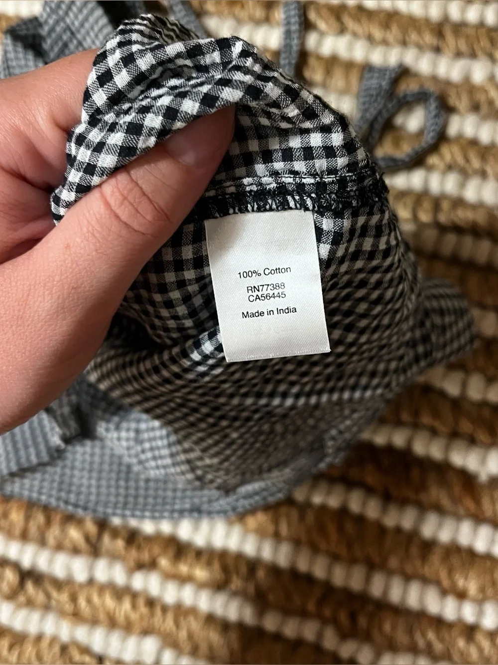 J crew 100% Cotton Black & White Gingham Tie-Strap tube top Cami Top
